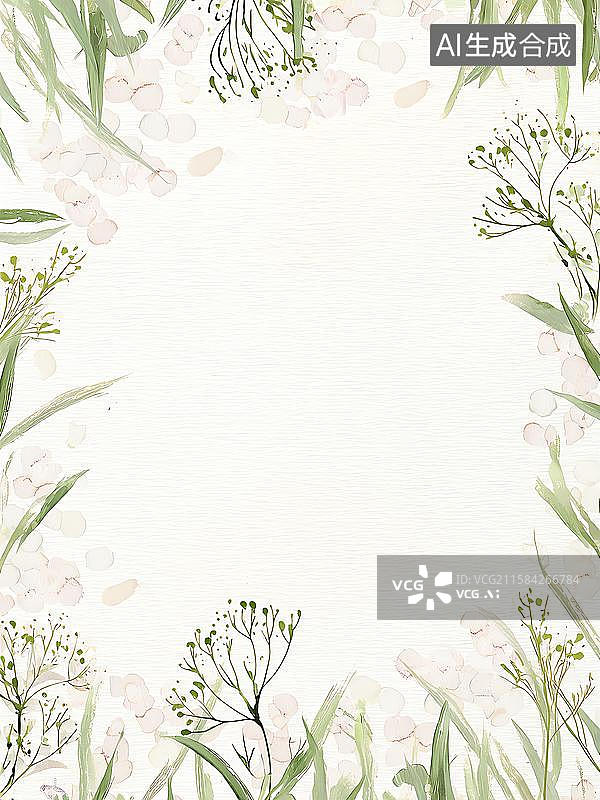 【AI数字艺术】春日法式蔷薇金箔边框图片素材