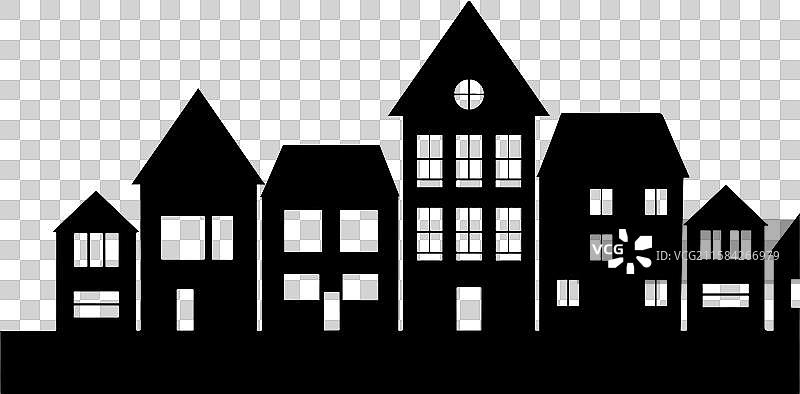 住宅建筑剪影图片素材