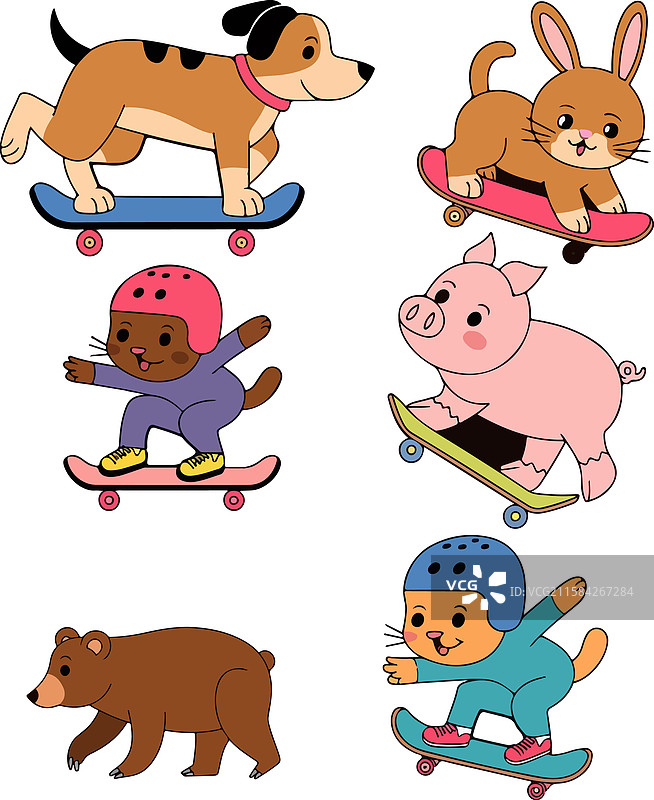 动物贴纸套装 滑板贴纸图片素材