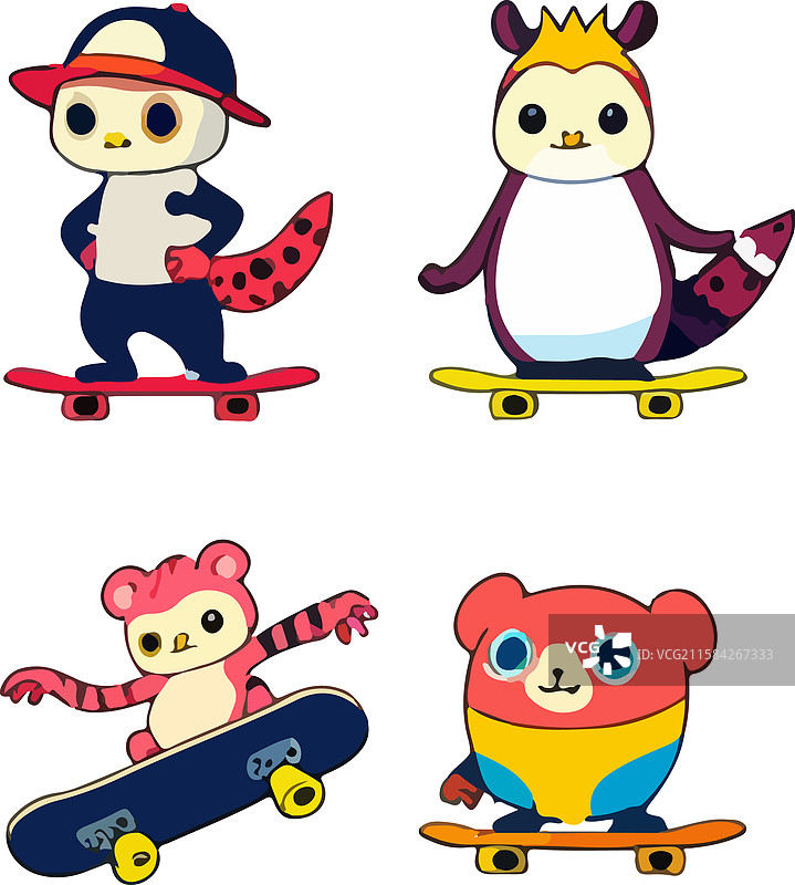 动物贴纸套装 滑板贴纸图片素材
