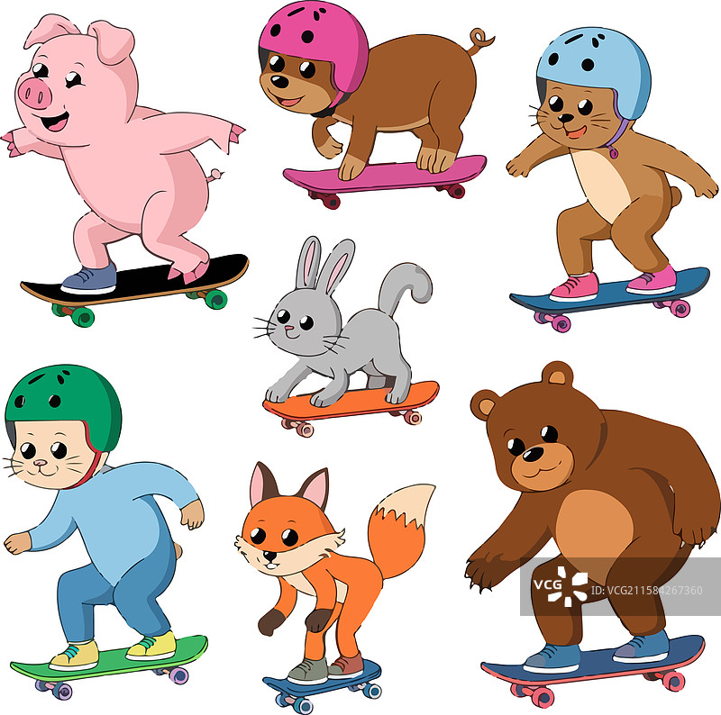 动物贴纸套装 滑板贴纸图片素材