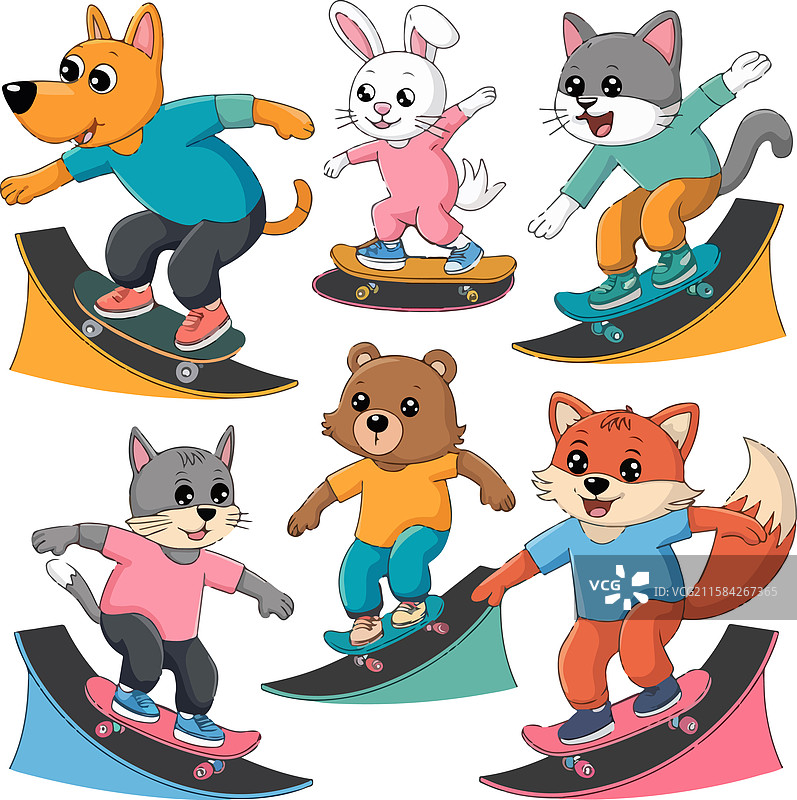 动物贴纸套装 滑板贴纸图片素材