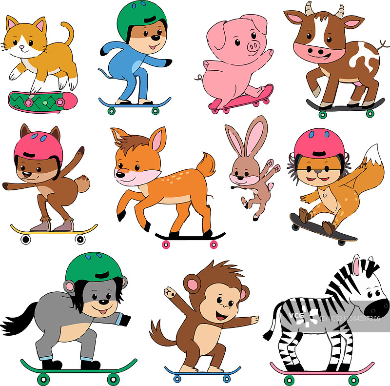 动物贴纸套装 滑板贴纸图片素材