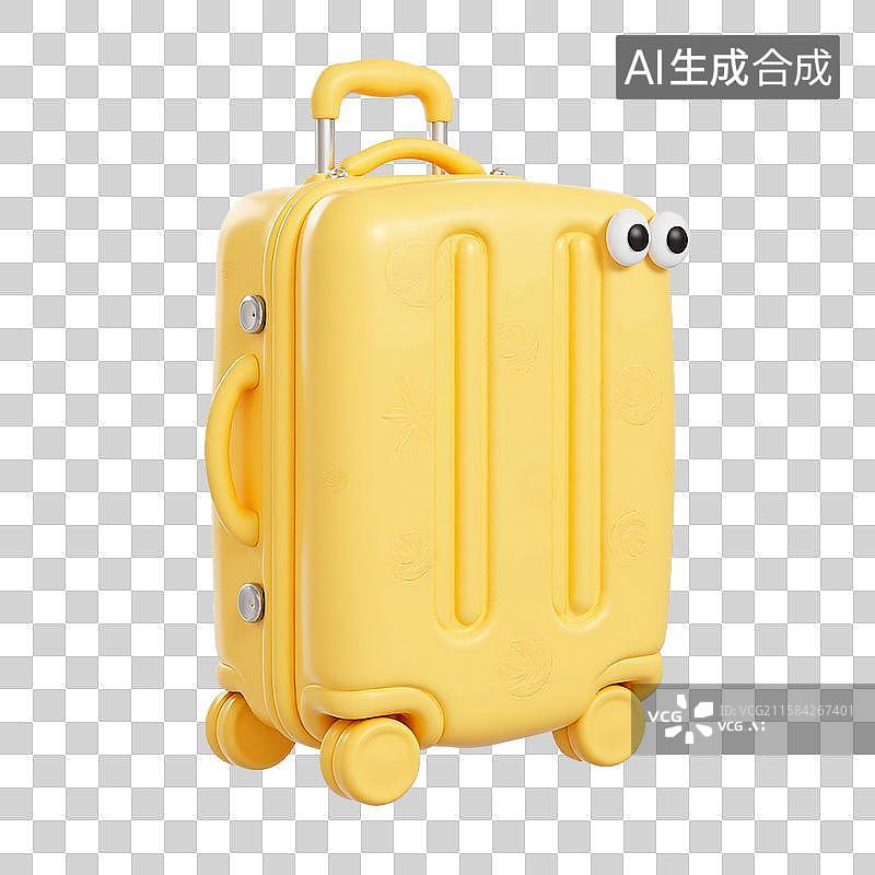 【AI数字艺术】3d膨胀风黄色行李箱图片素材