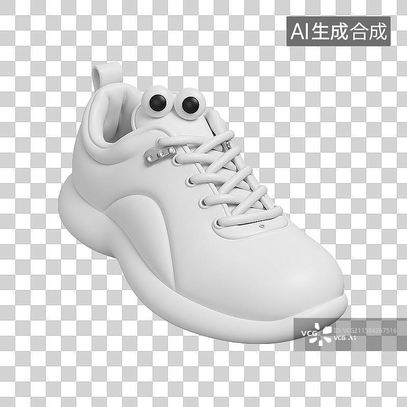 【AI数字艺术】3d膨胀风白色运动鞋图片素材