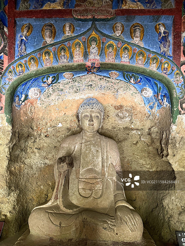 万佛堂石窟雕像图片素材