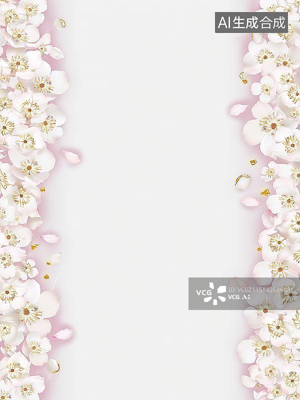 【AI数字艺术】漫天花雨和纸烫金海报图片素材