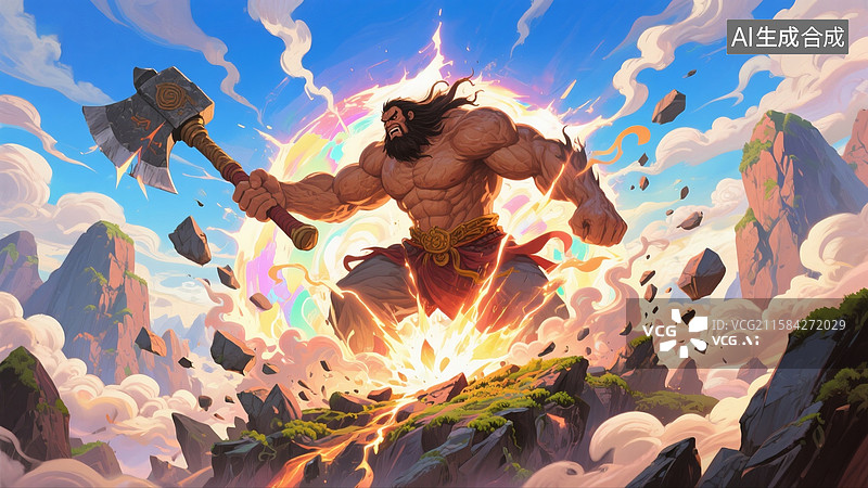 【AI数字艺术】古代神话盘古开天辟地图片素材