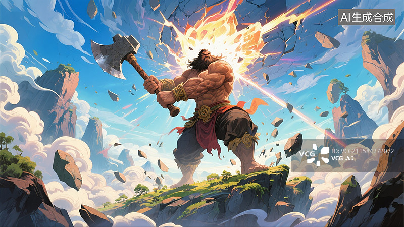 【AI数字艺术】古代神话盘古开天辟地图片素材