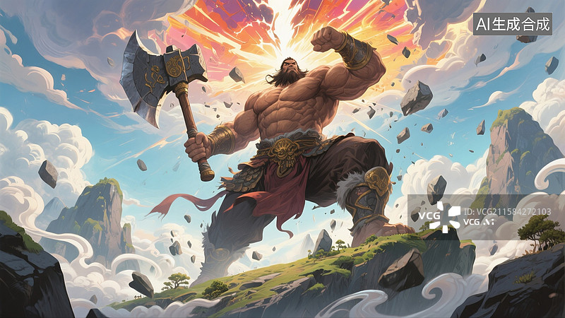 【AI数字艺术】古代神话盘古开天辟地图片素材