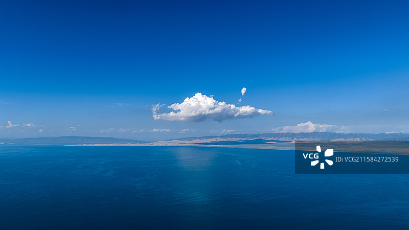 青海湖油菜花和蓝天白云图片素材