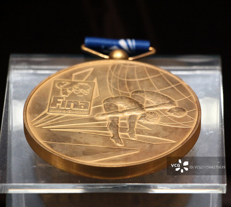 上海体育博物馆 —— 第十三届国际泳联世界锦标赛男子双人10米跳台金牌（火亮）图片素材