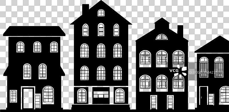 家庭住宅和豪宅的剪影图片素材