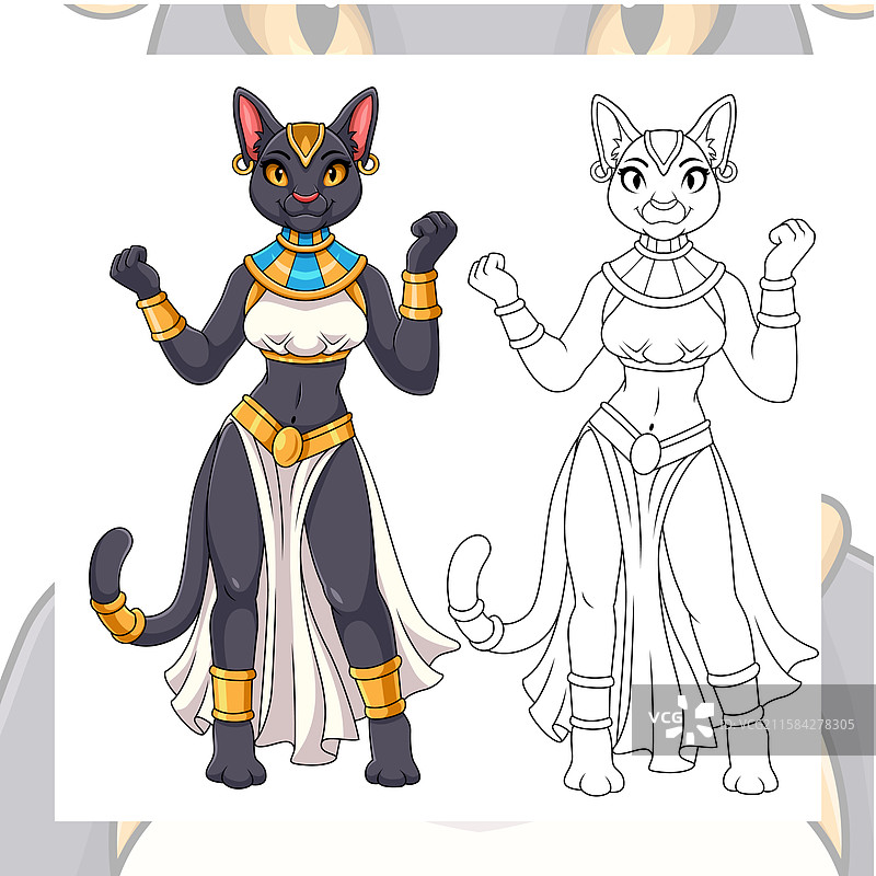 巴斯特猫卡通吉祥物角色设计图片素材
