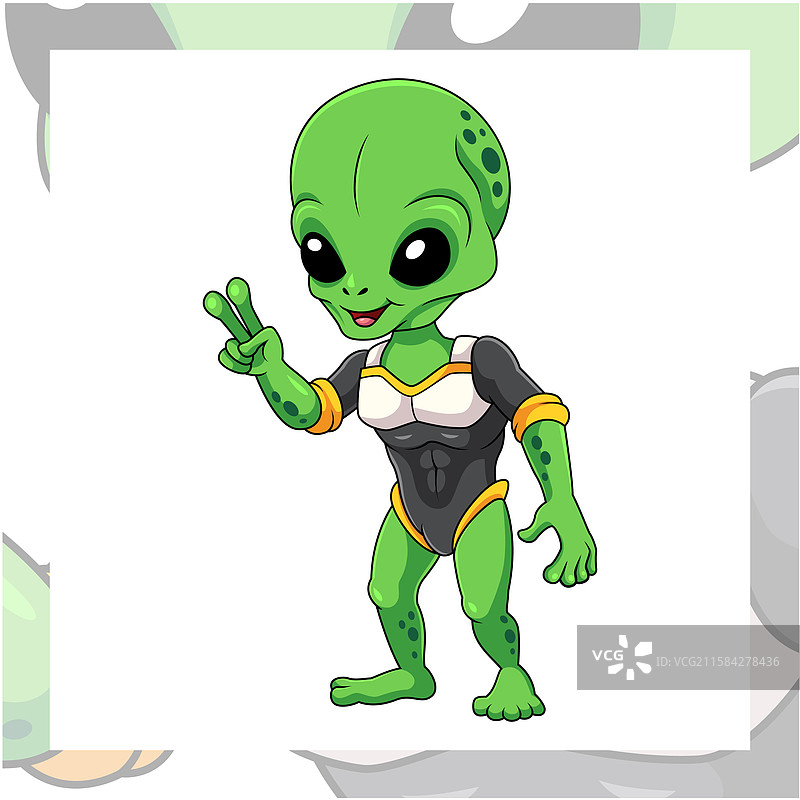 外星人卡通吉祥物角色设计图片素材