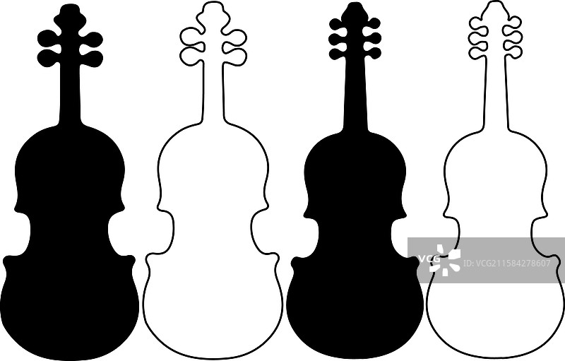 小提琴剪影组合设计图片素材