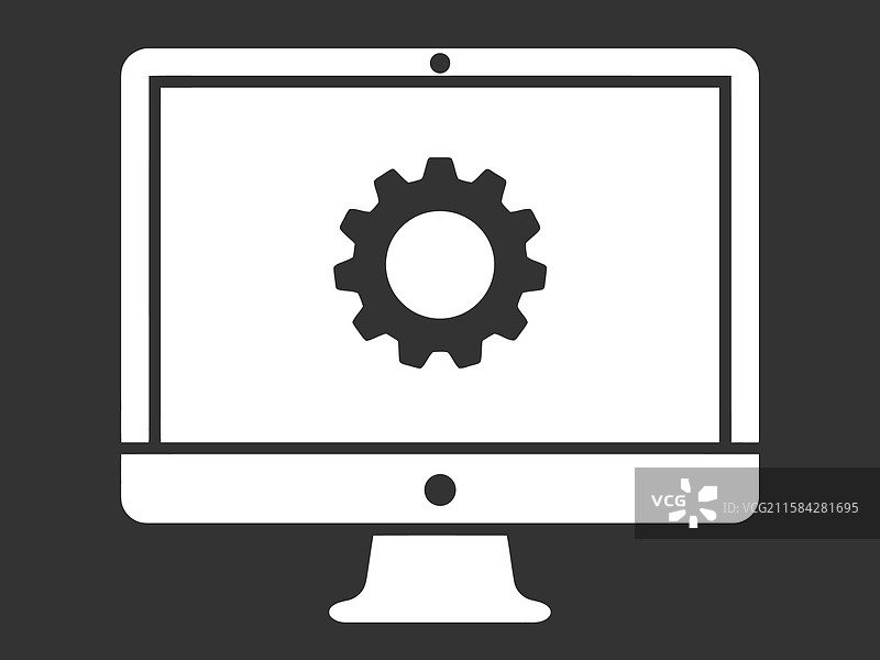 带齿轮图标的电脑显示器图片素材