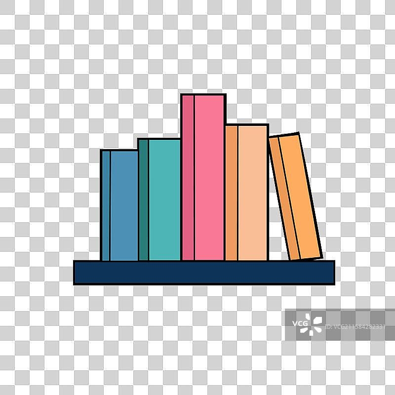 书架书本扁平插画元素图片素材