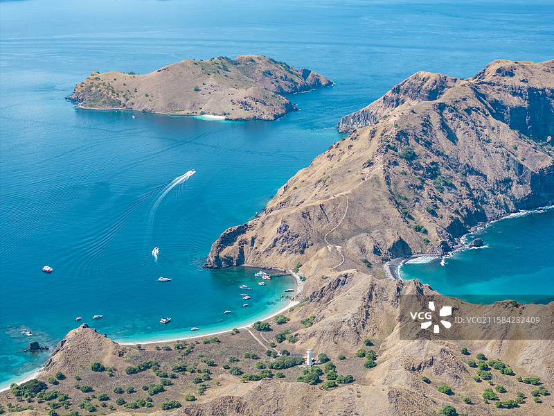 印尼 科莫多岛 帕达尔岛 航拍 Komodo Island and Padar Island,图片素材