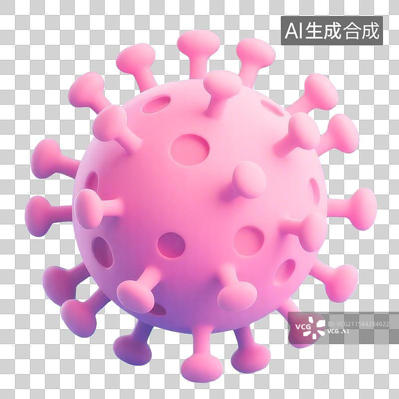 【AI数字艺术】3D渲染免抠图形元素卡通病毒病原体癌细胞形状图片素材