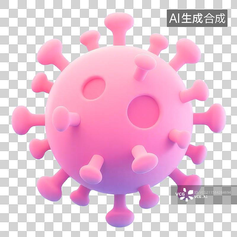 【AI数字艺术】3D渲染免抠图形元素卡通病毒病原体癌细胞形状图片素材