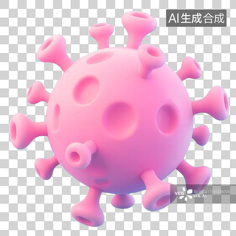 【AI数字艺术】3D渲染免抠图形元素卡通病毒病原体癌细胞形状图片素材