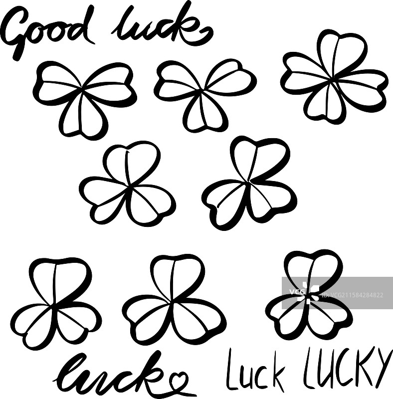 圣帕特里克节三叶草涂鸦手绘套装图片素材