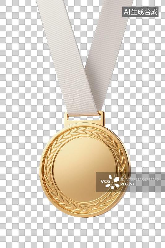 【AI数字艺术】3D渲染免抠图形元素金色奖牌图片素材
