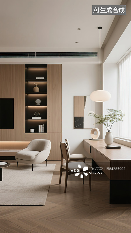 【AI数字艺术】现代简约起居室客厅图片素材