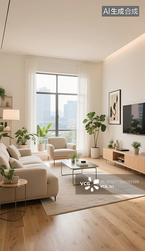 【AI数字艺术】现代简约起居室客厅图片素材