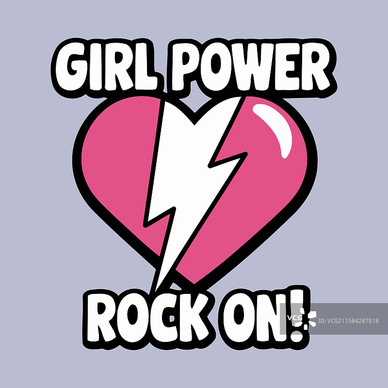 女孩力量摇滚图形设计图片素材