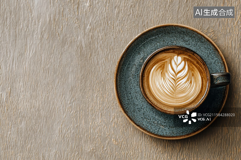 【AI数字艺术】木质纹理背景上的一杯咖啡图片素材