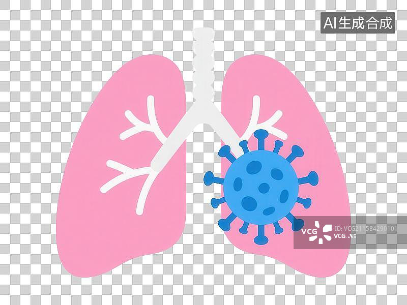 【AI数字艺术】3D渲染免抠图形元素人体肺部器官感染病毒图片素材