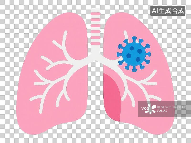 【AI数字艺术】3D渲染免抠图形元素人体肺部器官感染病毒图片素材