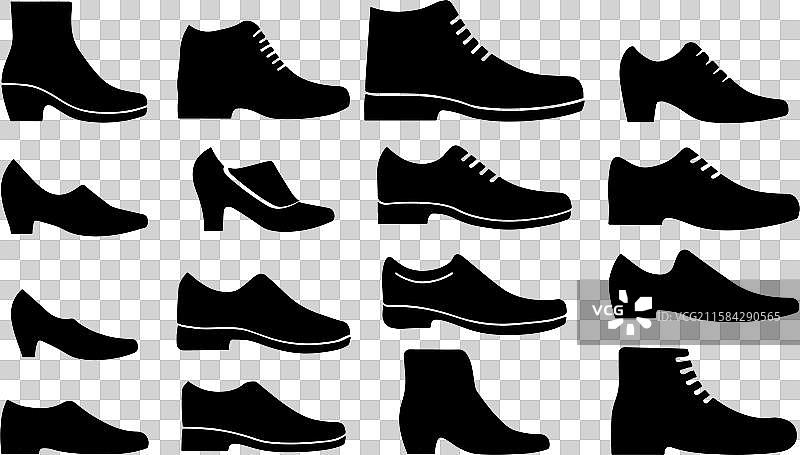 时尚鞋子轮廓系列 - 鞋类艺术图片素材