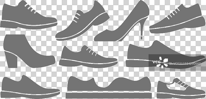 复古与现代鞋子轮廓系列图片素材