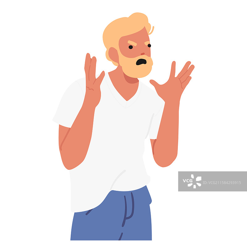 时尚成熟男性卡通角色表达情感图片素材