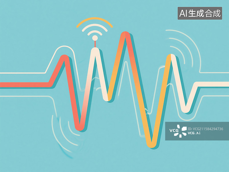 【AI数字艺术】无线信号与声波的视觉表现图片素材