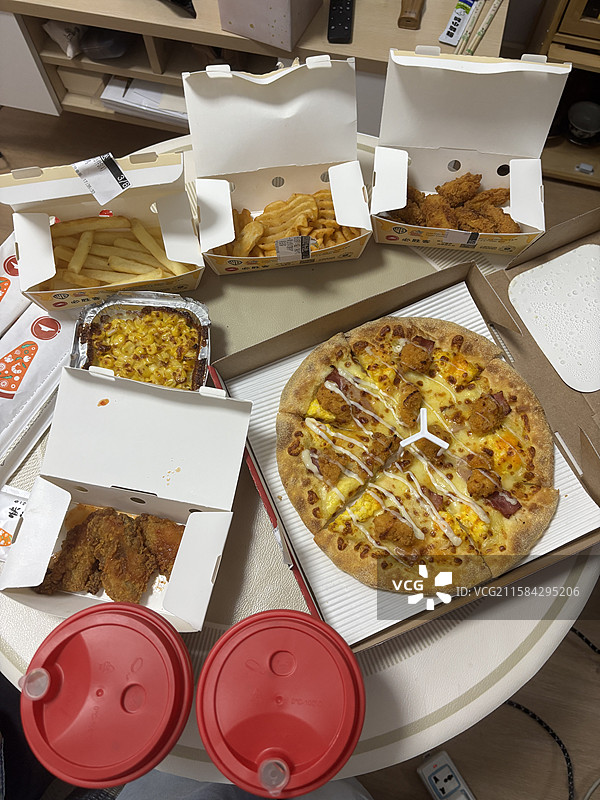 必胜客汉堡披萨薯条垃圾食品图片素材