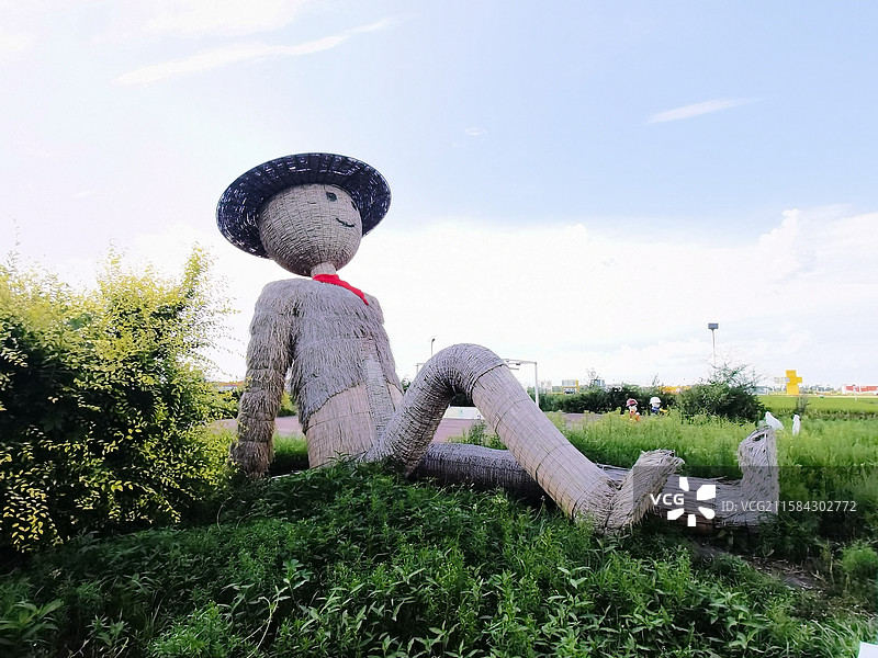 富锦万亩水稻公园稻草人图片素材