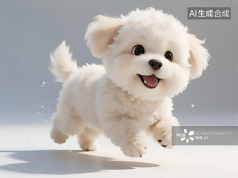 【AI数字艺术】卡通建模狗狗比熊犬图片素材