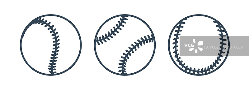 一组棒球轮廓运动球棒球图片素材