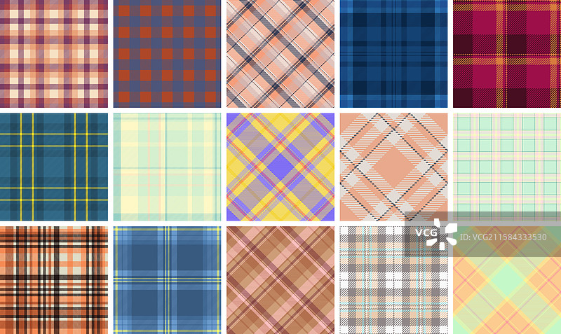 时尚的格子布料设计与几何图形图片素材