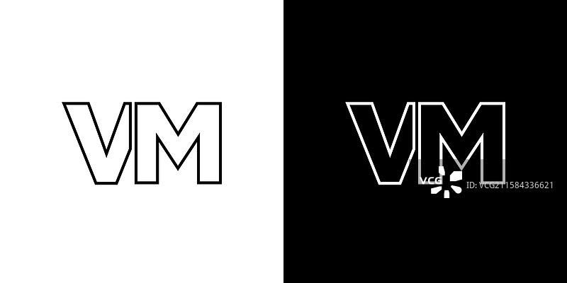 字母v和m的vm标志设计模板，简约风格图片素材