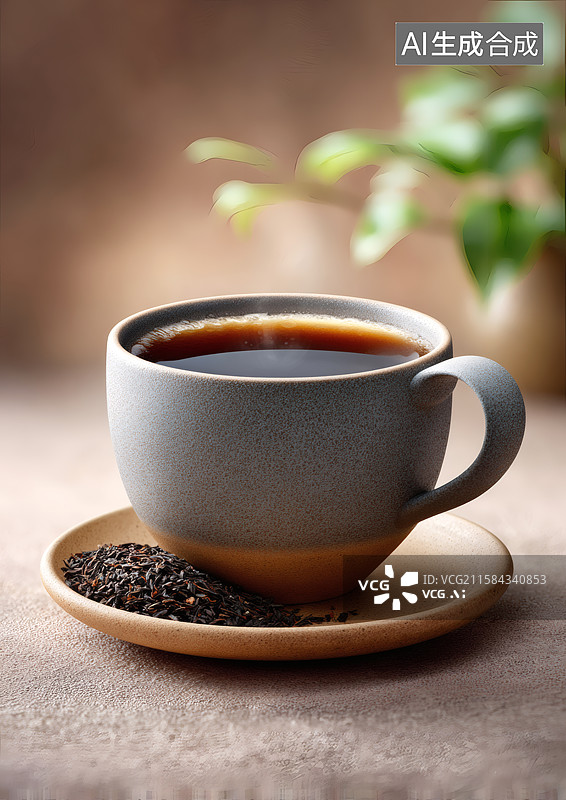 【AI数字艺术】木桌上放着一杯红茶图片素材