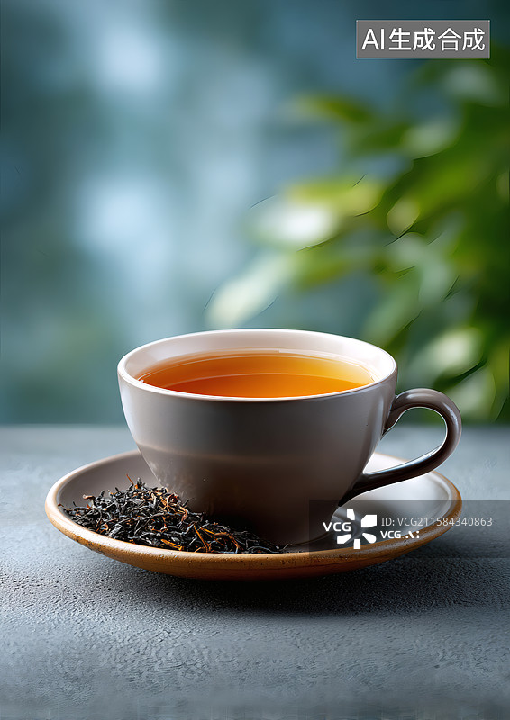 【AI数字艺术】木桌上放着一杯红茶图片素材