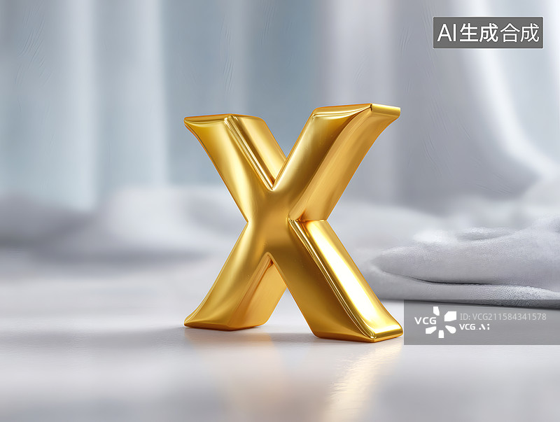 【AI数字艺术】艺术字金色英文字母X图片素材