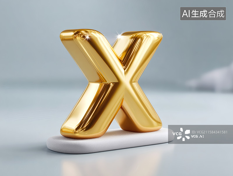 【AI数字艺术】艺术字金色英文字母X图片素材