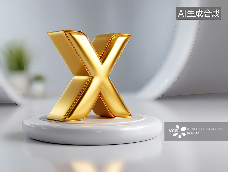 【AI数字艺术】艺术字金色英文字母X图片素材
