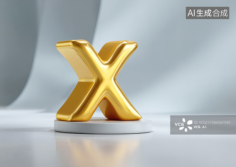 【AI数字艺术】艺术字金色英文字母X图片素材